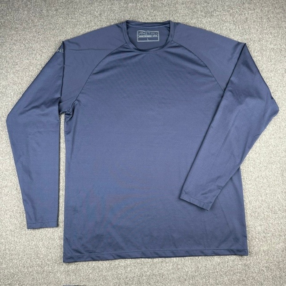 Anetik Premium Performance Mens Large Blue Long Sleeve UPF 30+ UV Fishing Shirt
